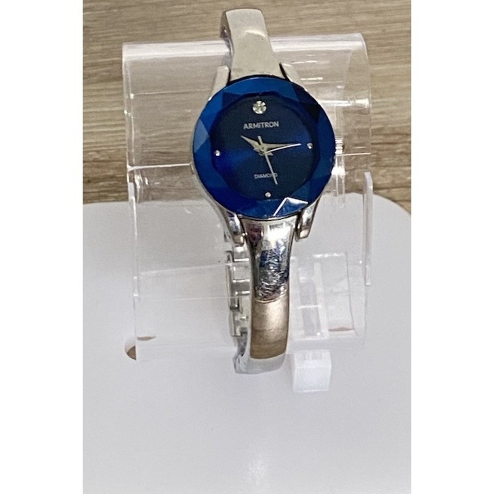 Armitron Women's Diamond Dial Blue Steel Bangle Watch Watch Y121E